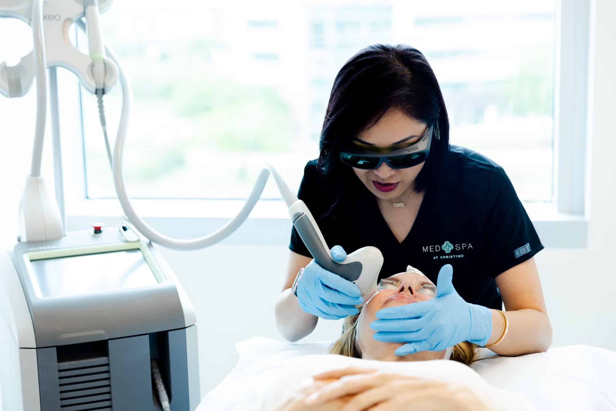 a client of medspa at christimd receiving ipl treatment in houston tx